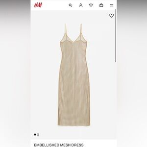 H&m - Sparkling Mesh Dress in Gold and Beige - XXL - NEW!